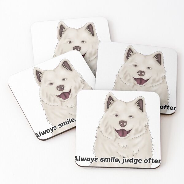 Item preview, Samoyed – “Always Smile, Judge Often” – Fluffy Dog Semirealistic Design designed and sold by Crack-in-Colors.