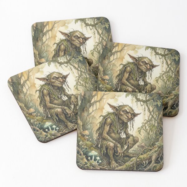 Item preview, Goblin among the mushrooms illustration designed and sold by Vintage Designs +.