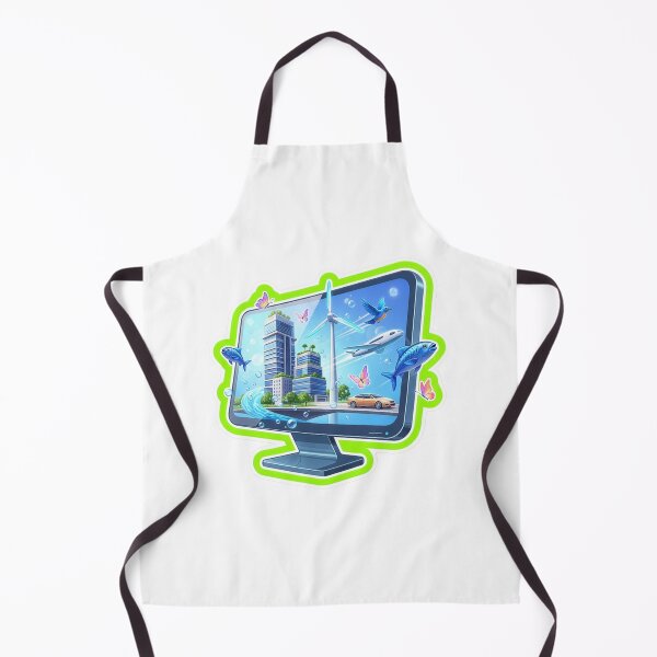 Item preview, "Aero Interface Pop-Out: A Die-Cut Sticker Icon Depicting a Digital Window to a Sustainable Future, Featuring Integrated High-Rises, Wind Turbines, EV Transportation, Wildlife, and Aviation." designed and sold by CYBER-ROR.