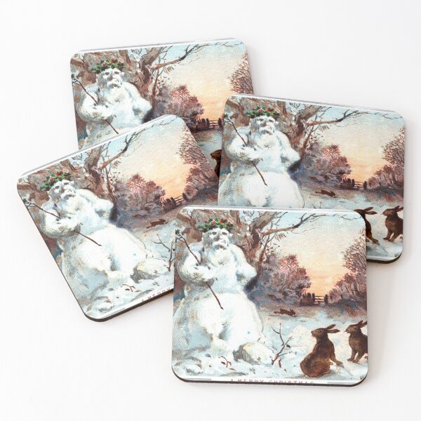 Item preview, Snowman and Hares Weird Christmas Victorian Greeting designed and sold by forgottenbeauty.