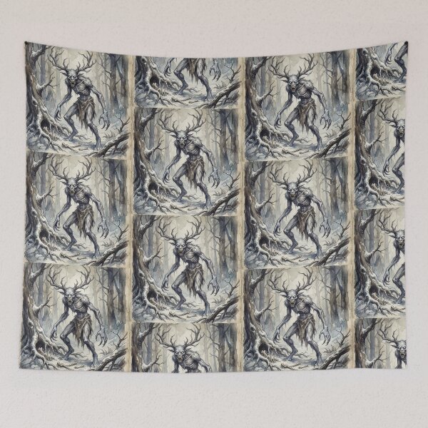 Item preview, Wendigo in a winter forest illustration designed and sold by Vintage Designs +.
