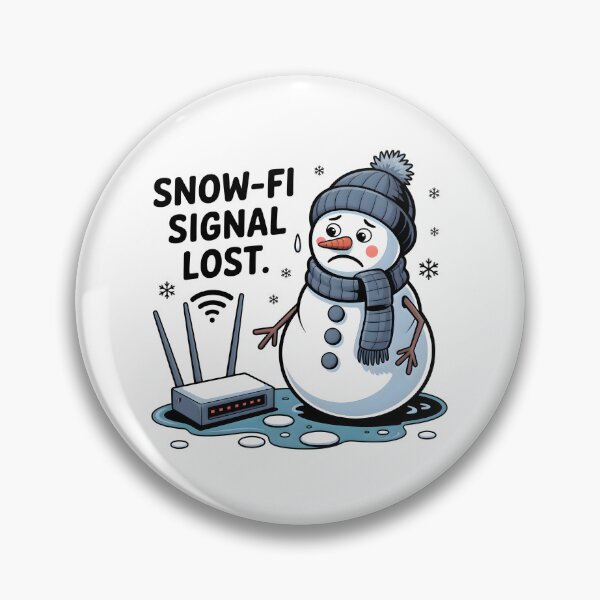 Item preview, Snow-Fi Signal Lost – Happy Snowman Fixing the Wi-Fi Winter Art designed and sold by CalmDownZone ⭐️⭐️⭐️⭐️⭐️.