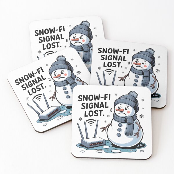 Item preview, Snow-Fi Signal Lost – Happy Snowman Fixing the Wi-Fi Winter Art designed and sold by CalmDownZone ⭐️⭐️⭐️⭐️⭐️.
