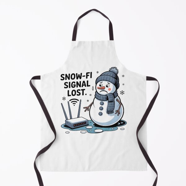 Item preview, Snow-Fi Signal Lost – Happy Snowman Fixing the Wi-Fi Winter Art designed and sold by CalmDownZone ⭐️⭐️⭐️⭐️⭐️.