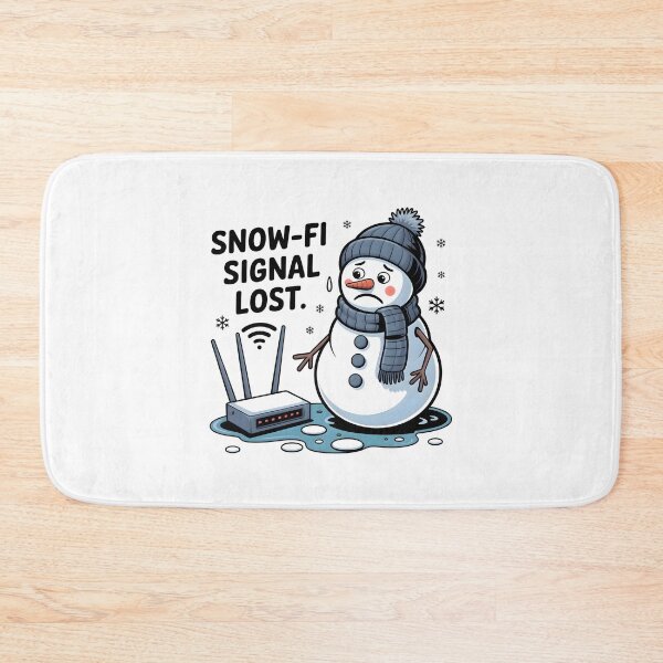 Item preview, Snow-Fi Signal Lost – Happy Snowman Fixing the Wi-Fi Winter Art designed and sold by CalmDownZone ⭐️⭐️⭐️⭐️⭐️.