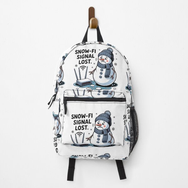 Item preview, Snow-Fi Signal Lost – Happy Snowman Fixing the Wi-Fi Winter Art designed and sold by CalmDownZone ⭐️⭐️⭐️⭐️⭐️.