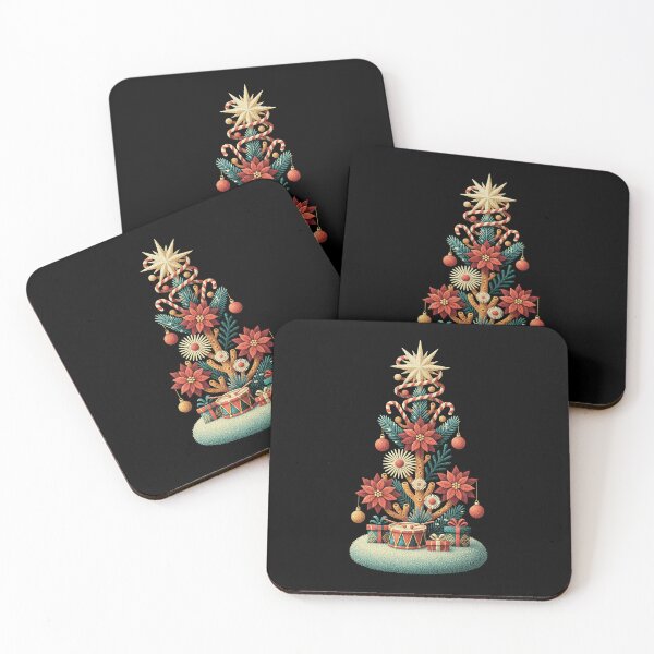 Item preview, Vintage Poinsettia Christmas Tree with Toy Drum designed and sold by zzz888.