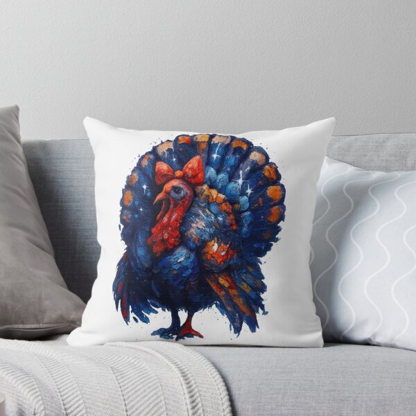 Item preview, Colorful Blue Turkey with Red Bow designed and sold by BreezifyDesignStudio.