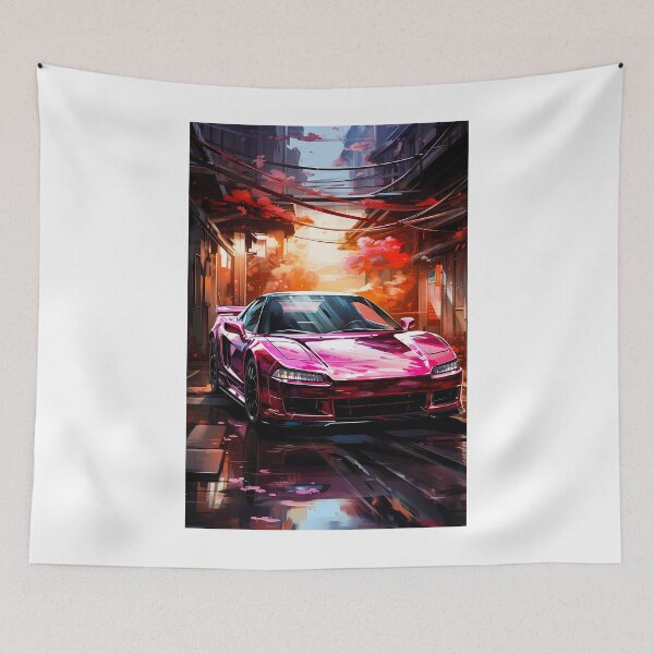 Item preview, Classic  sports car shines under evening city blossoms designed and sold by RevUpDesign.