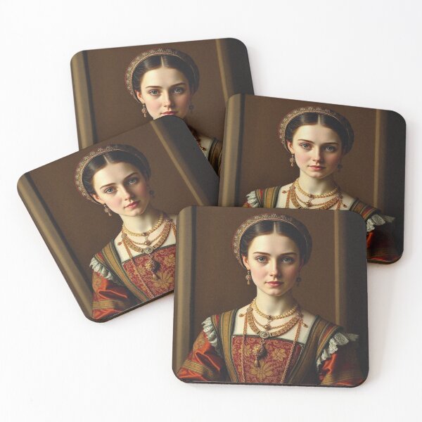 Item preview, Tudor Era Courtier woman in a beautiful period dress portrait art designed and sold by Vintage Designs +.