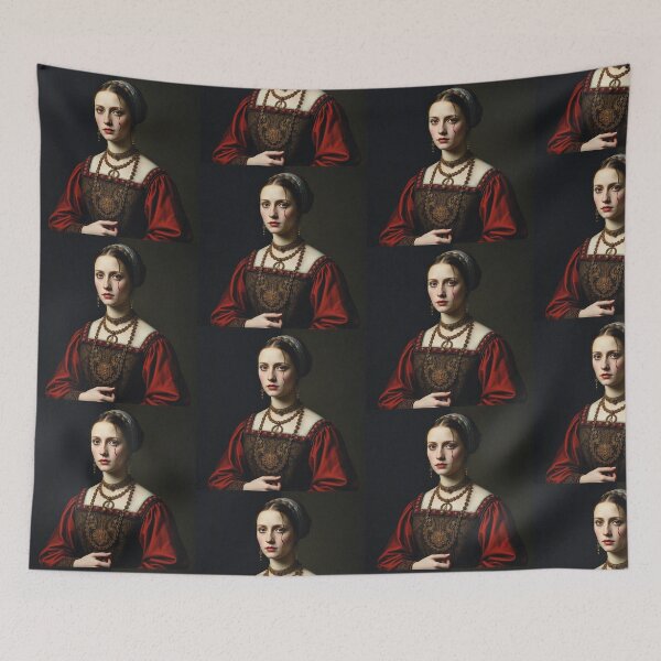 Item preview,  Tudor Era Courtier woman in a beautiful period dress portrait art designed and sold by Vintage Designs +.
