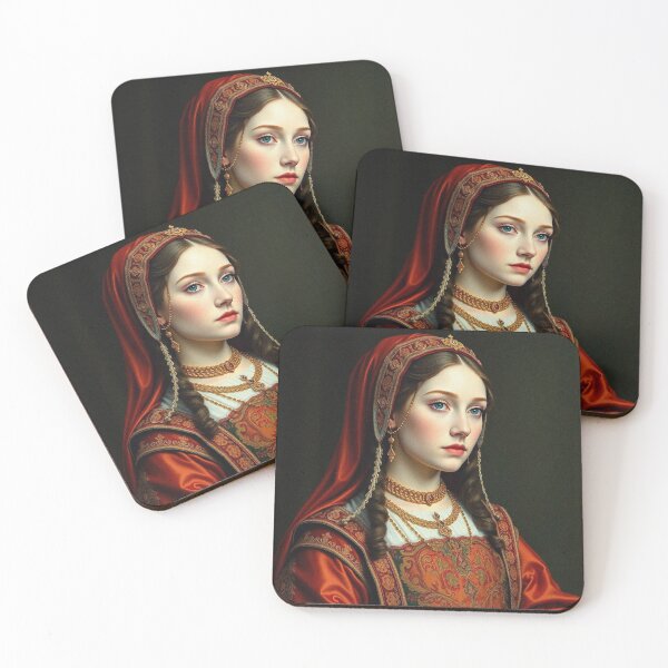 Item preview, Tudor Era Courtier woman in a beautiful period dress portrait art designed and sold by Vintage Designs +.