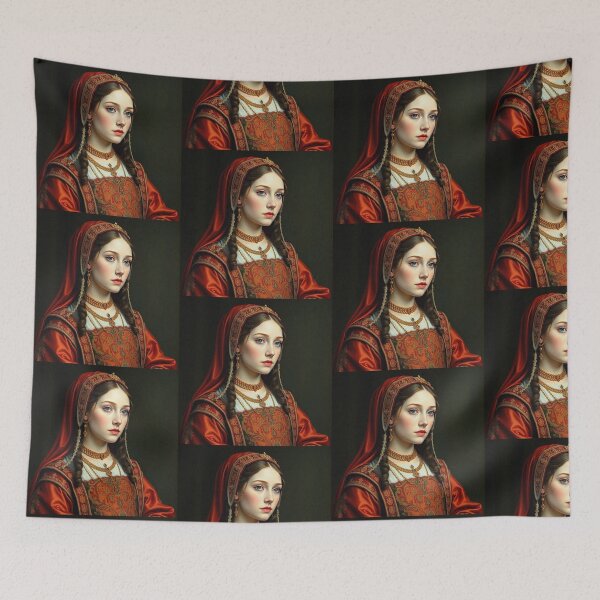 Item preview, Tudor Era Courtier woman in a beautiful period dress portrait art designed and sold by Vintage Designs +.