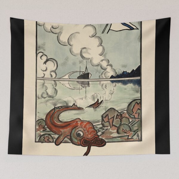 Item preview, Vintage Travel Poster | Fred. Olsen Line | Newcastle to Oslo Route | Early 20th Century Art Deco | Sea Monster & Ocean Liner designed and sold by artofuniverse.
