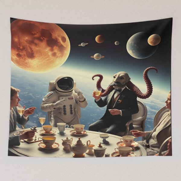 Item preview, Galactic Tea Party with Astronaut, Tentacles & floating dreams – surreal vibes & cosmic storytelling designed and sold by FotoworldEdel.