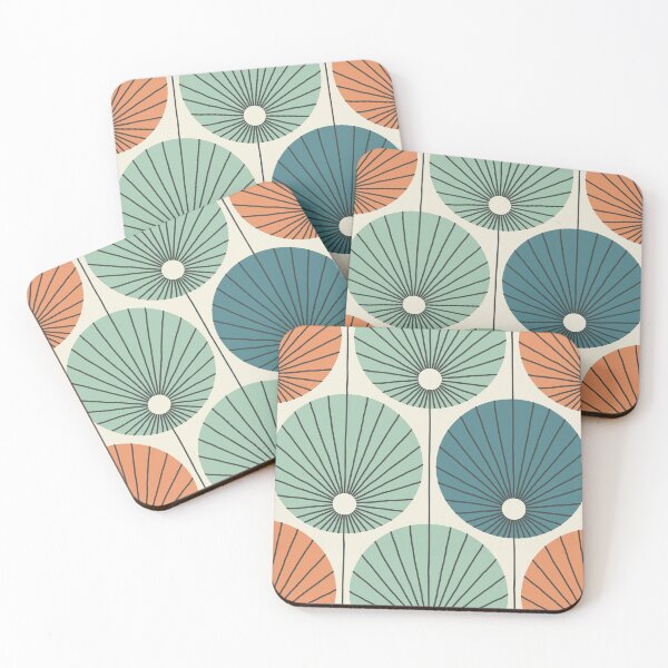 Item preview, retro botanical - teal, red, mint green designed and sold by Johanna Kindvall.