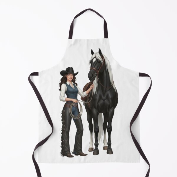 Item preview, Illustration of an Elegant Cowgirl and a Black Horse designed and sold by CHRIST5000.