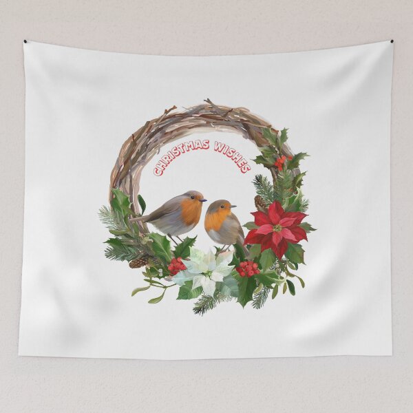Item preview, Christmas Wishes With Robins. designed and sold by Dinasshop.