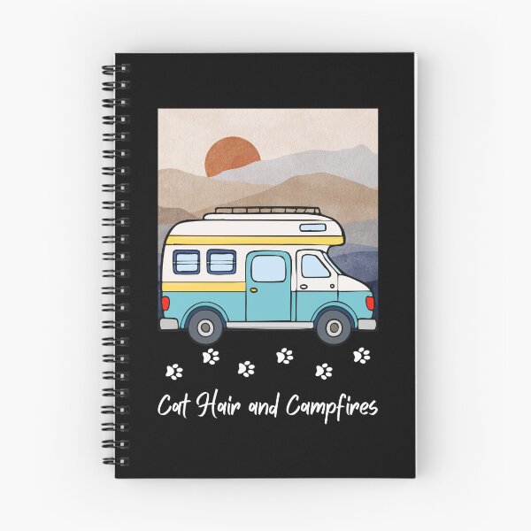 Aperçu de l'œuvre Poils de chat et feux de camp. Conception de camping-cars et de chats créée et vendue par SofikoDesigns.