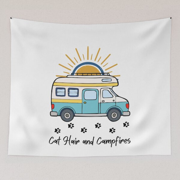 Item preview, Cat Hair and Campfires. RV and Cat design designed and sold by SofikoDesigns.