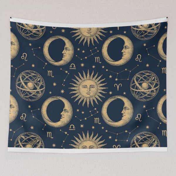 Item preview, Vintage Celestial Constellation Seamless Pattern | Mystical Gold & Navy Blue Astrology designed and sold by StickyGuys.