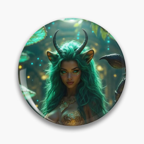 Item preview, Emerald Horned Faun Goddess - Enchanted Forest Fantasy Portrait designed and sold by AiDigitalSanctum.
