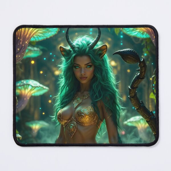 Item preview, Emerald Horned Faun Goddess - Enchanted Forest Fantasy Portrait designed and sold by AiDigitalSanctum.