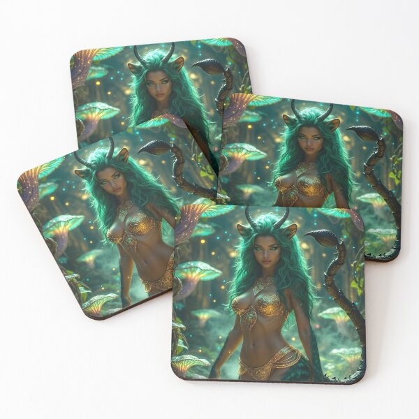 Item preview, Emerald Horned Faun Goddess - Enchanted Forest Fantasy Portrait designed and sold by AiDigitalSanctum.