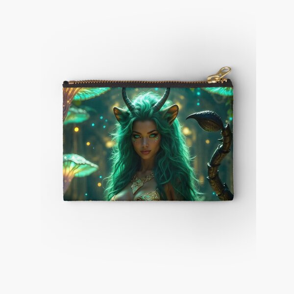 Item preview, Emerald Horned Faun Goddess - Enchanted Forest Fantasy Portrait designed and sold by AiDigitalSanctum.