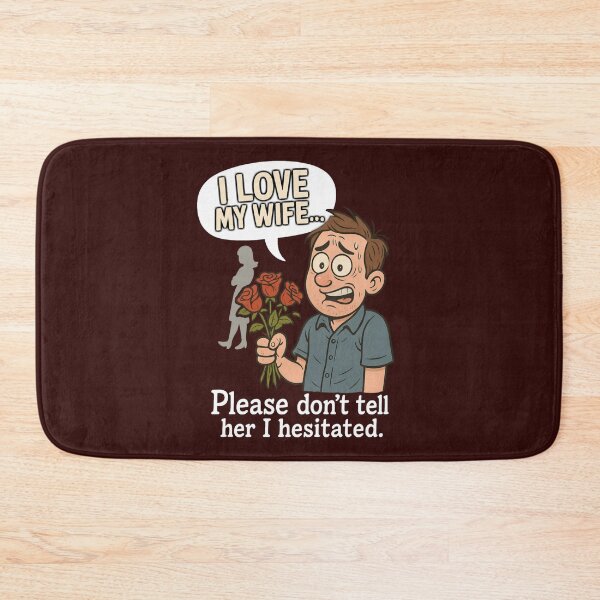 Item preview, Scared Husband Funny “I Love My Wife” Cartoon Design designed and sold by SidTastic .