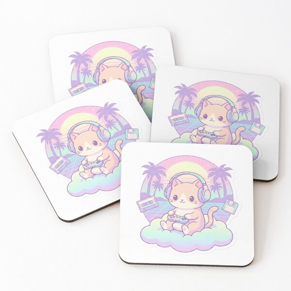 Item preview, Pastel Vaporwave Cozy Gaming Cat Retro Sunset designed and sold by StickyGuys.