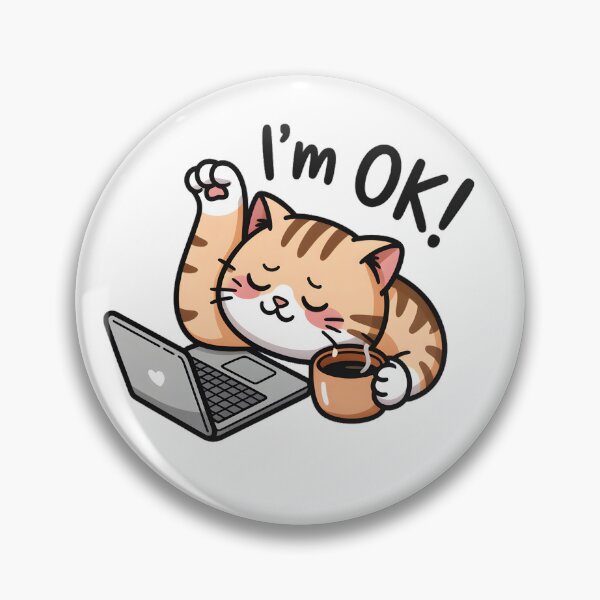 Item preview, Iam OK Kawaii Cat With Coffee Cute Work From Home, Cozy Cat & Coffee Lover  designed and sold by ViktoonShirts.