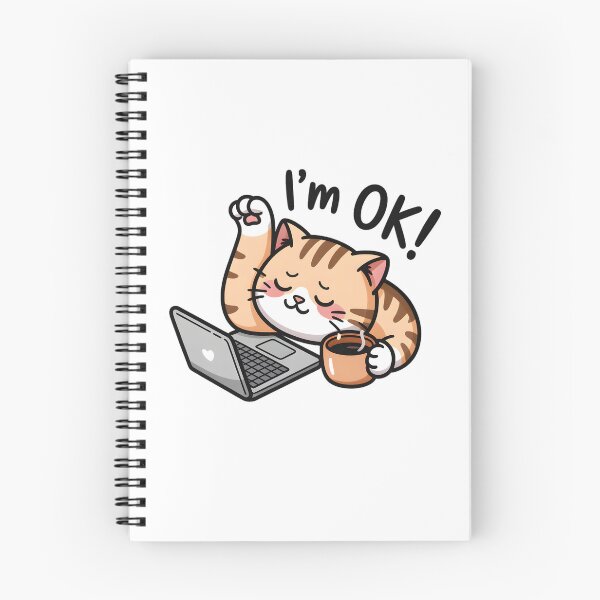 Item preview, Iam OK Kawaii Cat With Coffee Cute Work From Home, Cozy Cat & Coffee Lover  designed and sold by ViktoonShirts.
