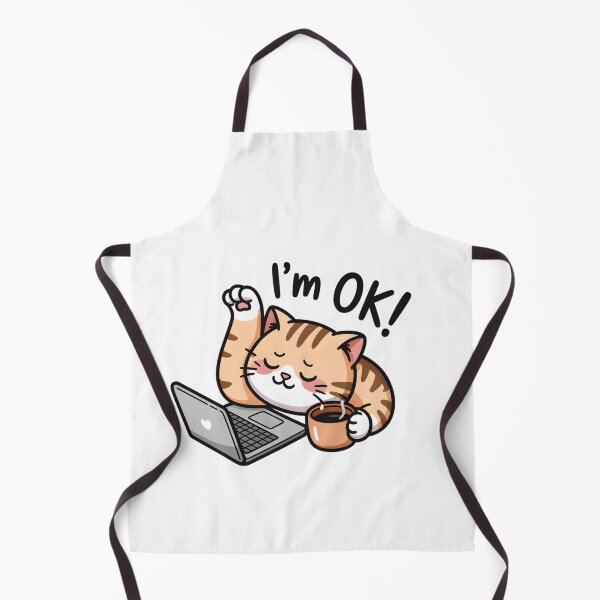 Item preview, Iam OK Kawaii Cat With Coffee Cute Work From Home, Cozy Cat & Coffee Lover designed and sold by ViktoonShirts.