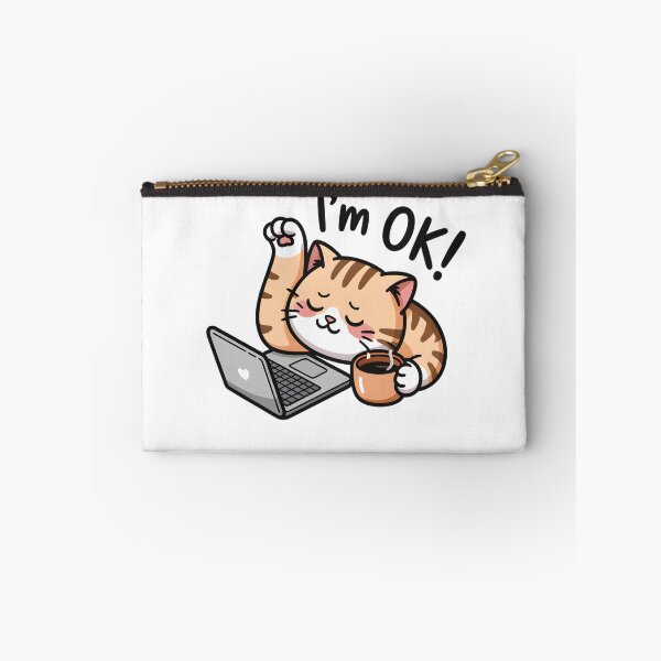 Item preview, Iam OK Kawaii Cat With Coffee Cute Work From Home, Cozy Cat & Coffee Lover  designed and sold by ViktoonShirts.