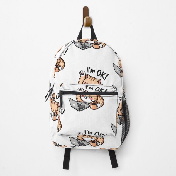 Item preview, Iam OK Kawaii Cat With Coffee Cute Work From Home, Cozy Cat & Coffee Lover  designed and sold by ViktoonShirts.
