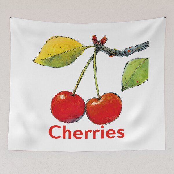 Item preview, Cherry Bliss – Vibrant Fruit Illustration with Botanical Charm designed and sold by ForeverPrintsOK.