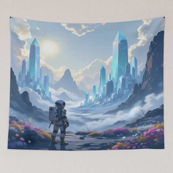 Item preview, Astronaut in Crystal Valley – between flower trails, surreal expanses & dreamy sci-fi vibes full of magic designed and sold by FotoworldEdel.