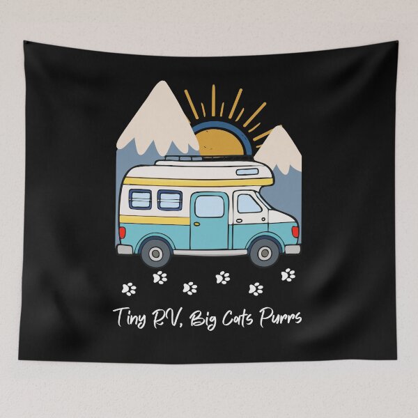 Item preview, Tiny RV, Big Cats Purrs. RV and cat design designed and sold by SofikoDesigns.