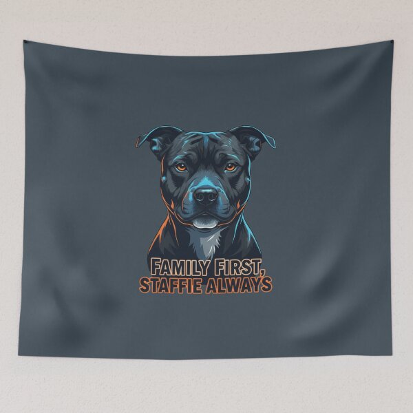 Item preview, Family First, Staffie Always - Dramatic Staffie Portrait designed and sold by ReptiWorks.