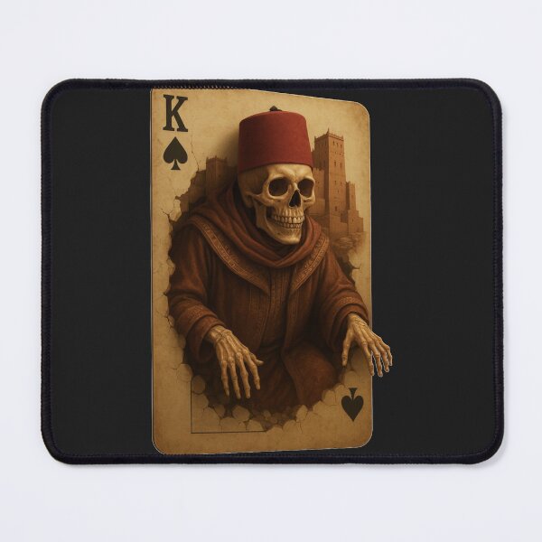 Item preview, King of Spades Moroccan Skull Tarot Card | Kasbah Fez Hat Skeleton designed and sold by designwiss.