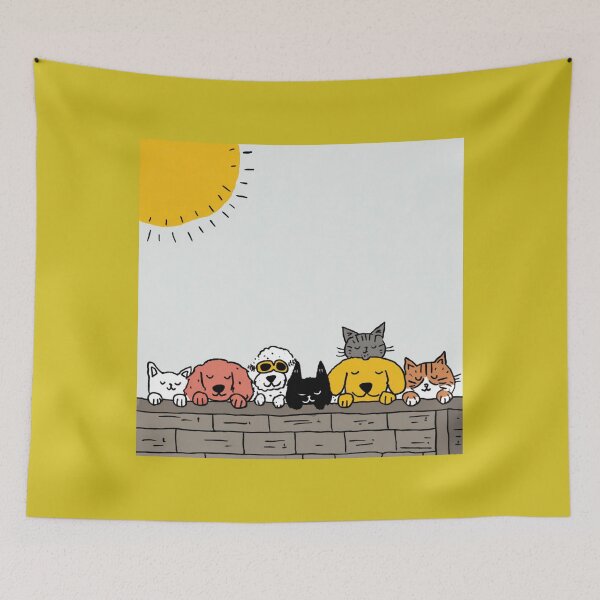 Item preview, Sunny Nap Friends – Cute Dogs and Cats Relaxing Together designed and sold by casualnature.
