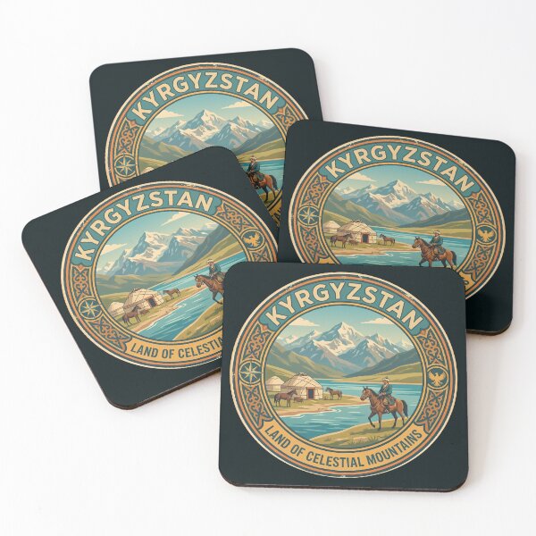 Item preview, Kyrgyzstan Illustration Travel Art Badge designed and sold by KrisSidDesigns.