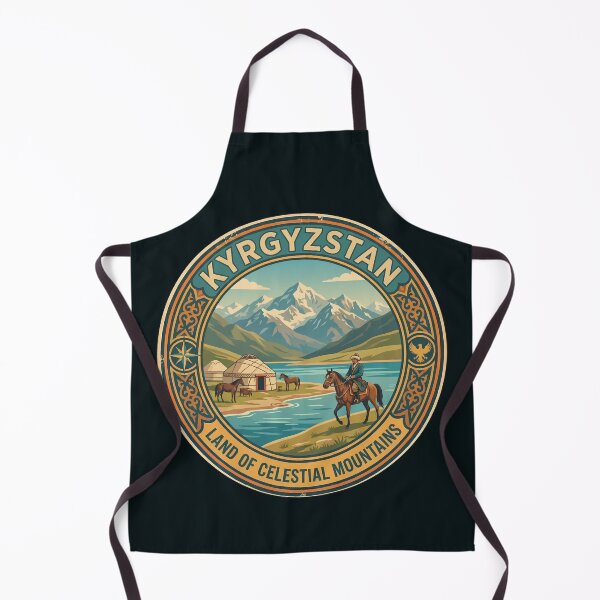 Item preview, Kyrgyzstan Illustration Travel Art Badge designed and sold by KrisSidDesigns.