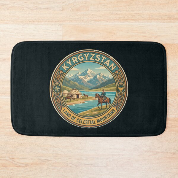Item preview, Kyrgyzstan Illustration Travel Art Badge designed and sold by KrisSidDesigns.