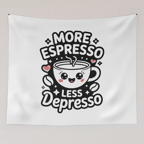 Item preview, More Espresso Less Depresso – Cute Funny Coffee Cup Quote designed and sold by Lulunza.