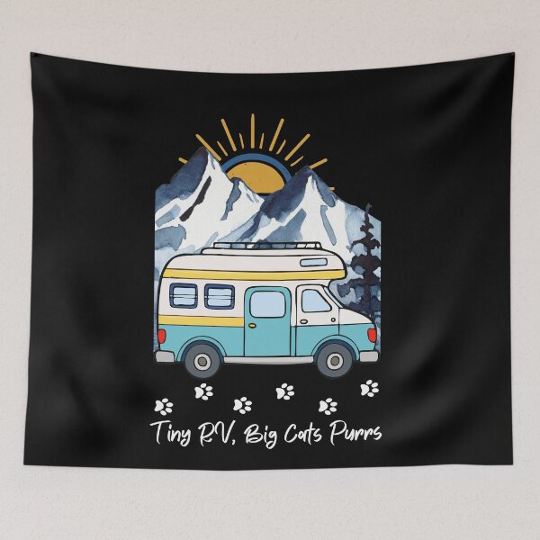 Item preview, Tiny RV, Big Cats Purrs. RV and cat design designed and sold by SofikoDesigns.