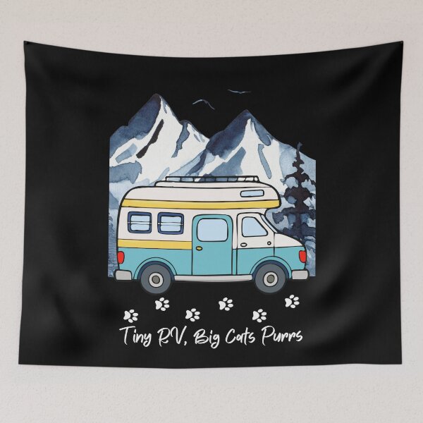 Item preview, Tiny RV, Big Cats Purrs. RV and cat design designed and sold by SofikoDesigns.