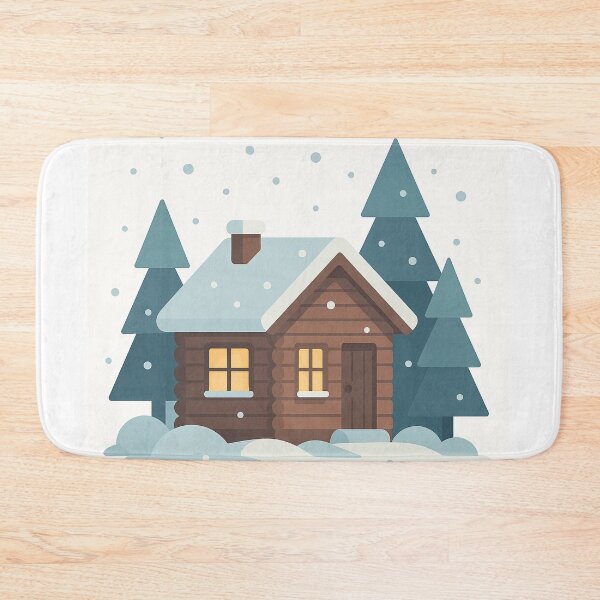 Item preview, Cozy Minimal Winter Cabin Illustration designed and sold by Fernova.