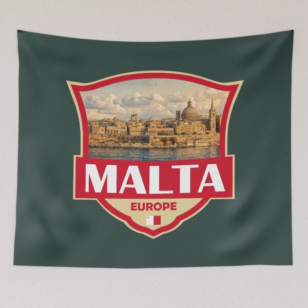 Item preview, Malta Illustration Retro Badge designed and sold by KrisSidDesigns.